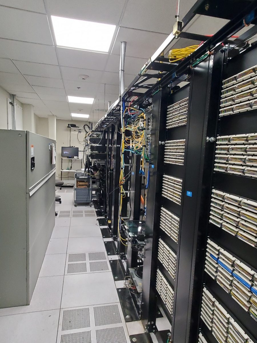 Equipment racks during a server-room fit-out