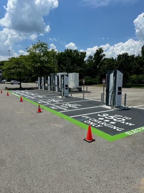 Up to 350 kW charging stalls, striped and ready